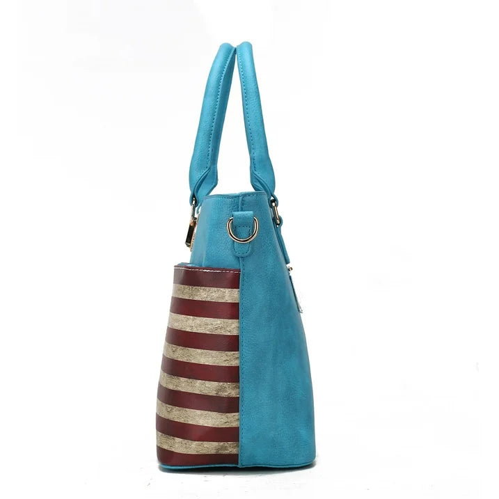 Women's Tote Bag- USA Flag- Vegan Leather