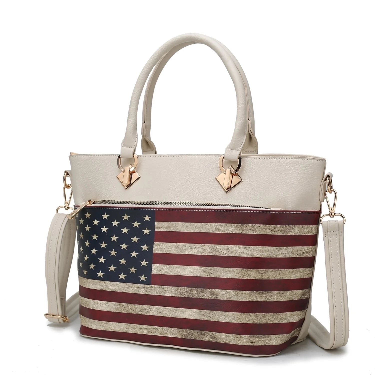 Women's Tote Bag- USA Flag- Vegan Leather