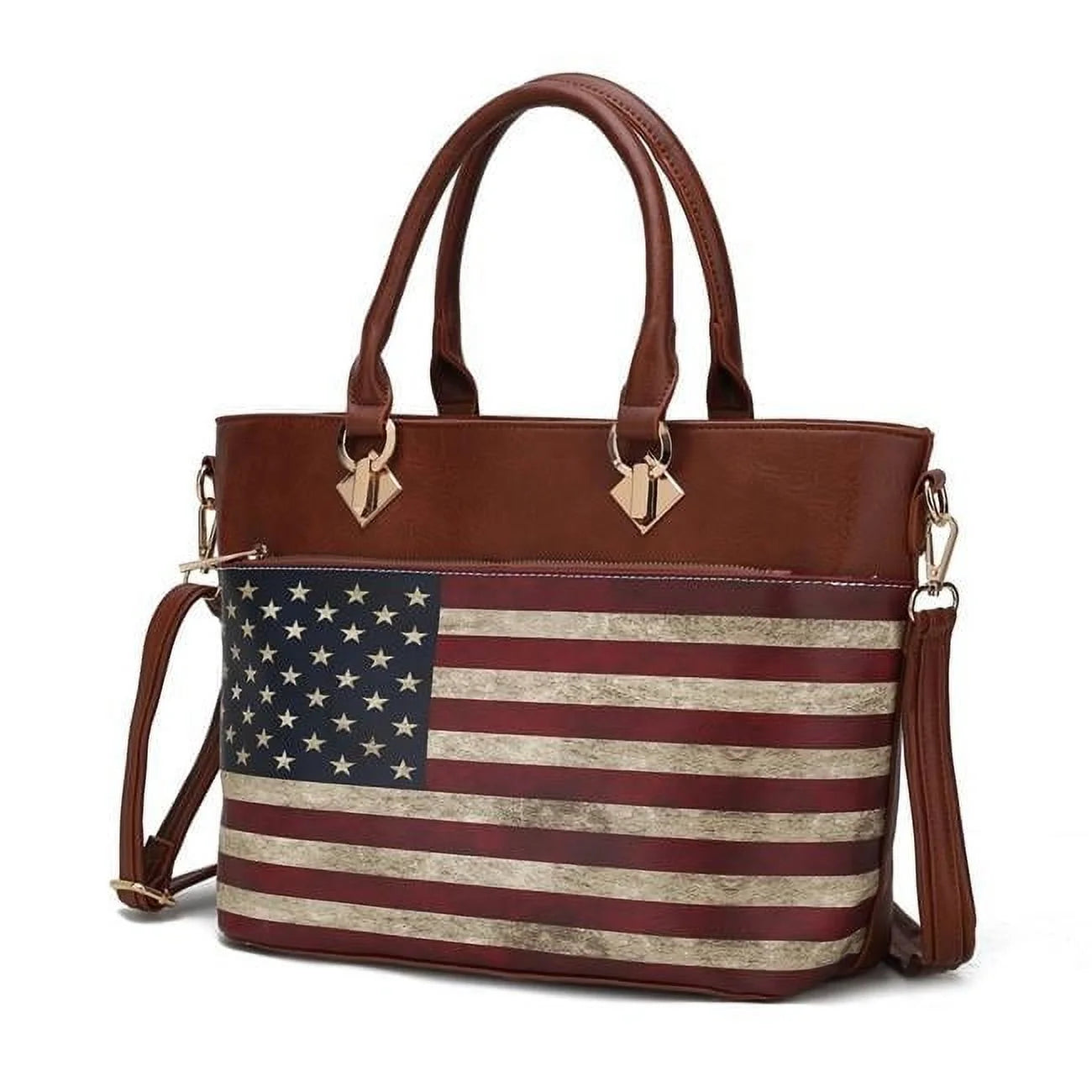 Women's Tote Bag- USA Flag- Vegan Leather