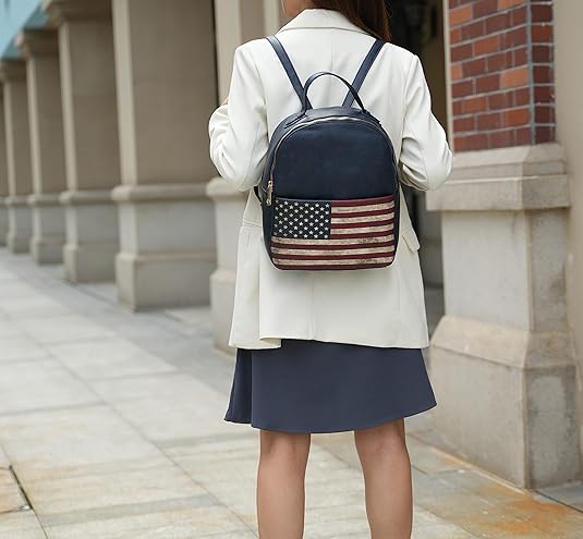 American Flag Backpack Vegan Leather