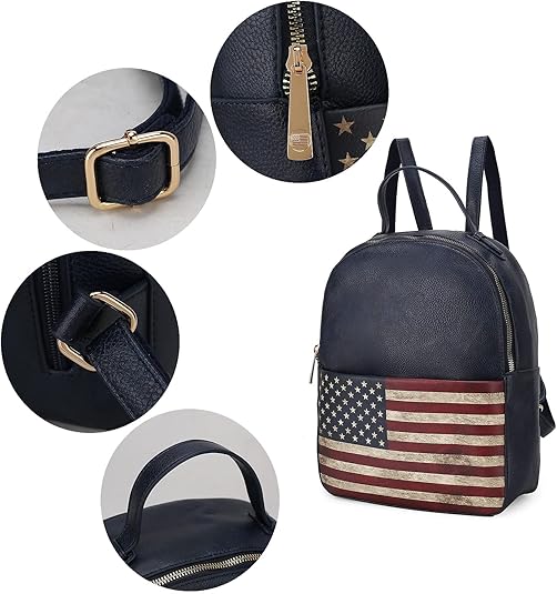 American Flag Backpack Vegan Leather