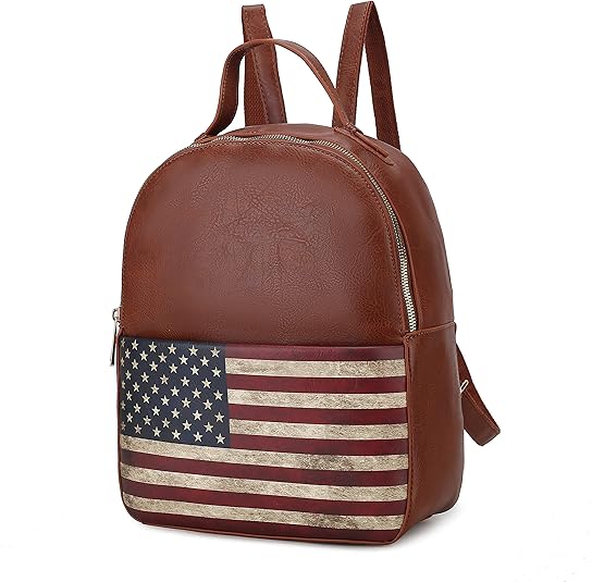 American Flag Backpack Vegan Leather