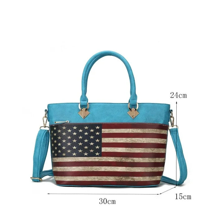 Women's Tote Bag- USA Flag- Vegan Leather