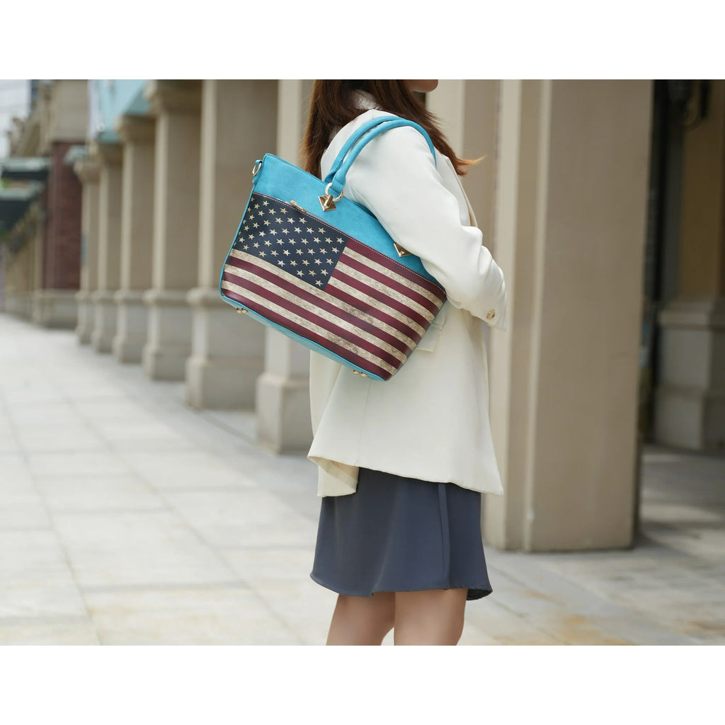 Women's Tote Bag- USA Flag- Vegan Leather