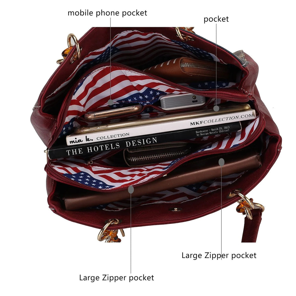 USA Flag Shoulder Bag Vegan Leather