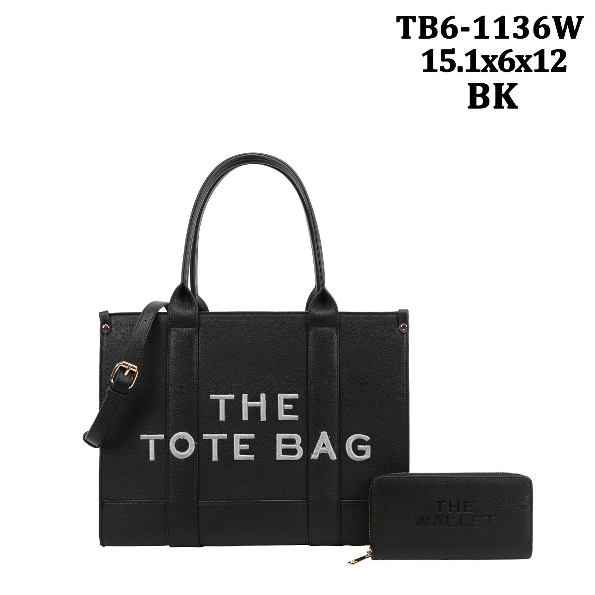 Large Two Tone Tote Bag W/ Matching Wallet