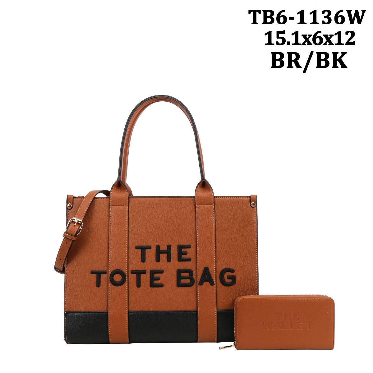 Large Two Tone Tote Bag W/ Matching Wallet