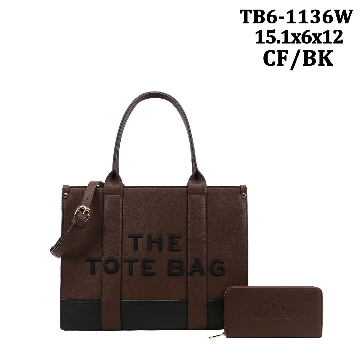 Large Two Tone Tote Bag W/ Matching Wallet