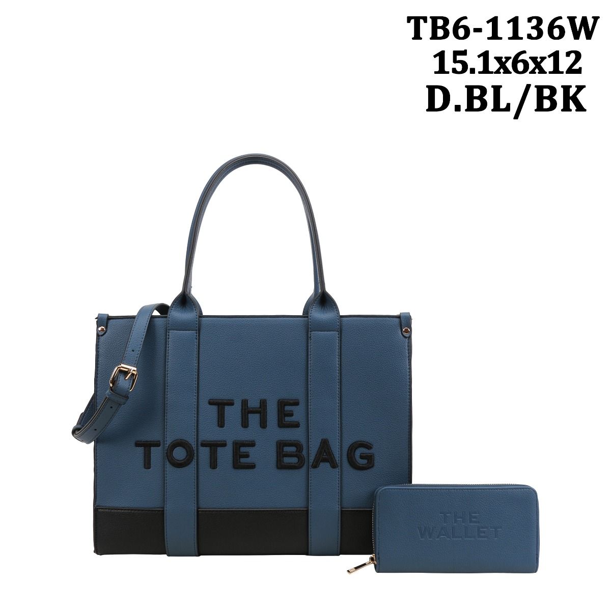 Large Two Tone Tote Bag W/ Matching Wallet